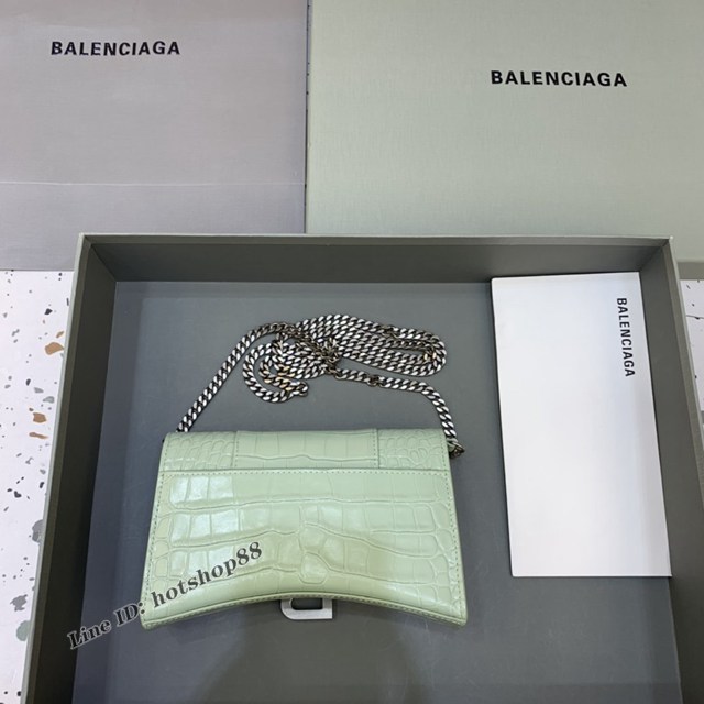 Balenciaga專櫃爆款鱷魚紋迷你女士肩背包 巴黎世家沙漏鏈條斜挎包 fyj1860